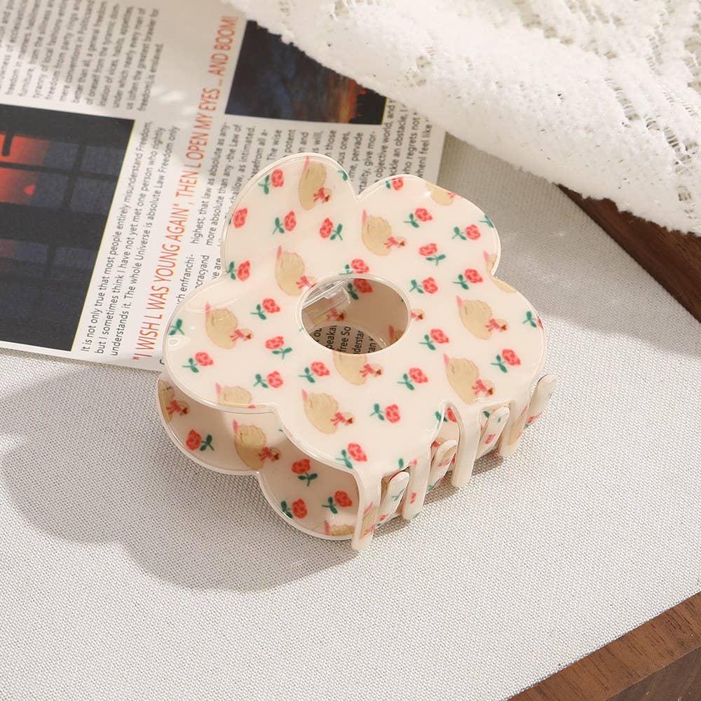 Jumbo Red Floral Hair Clip