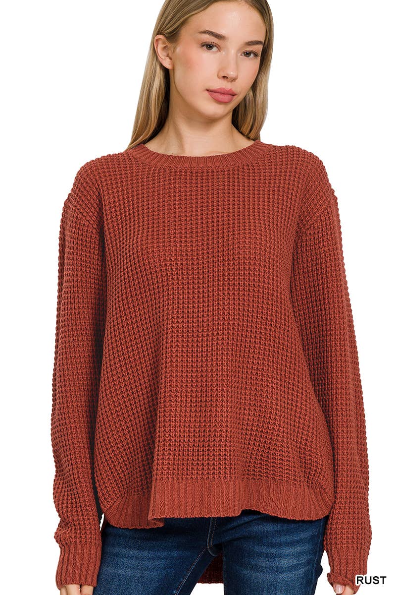 Basic Rust Waffle Sweater