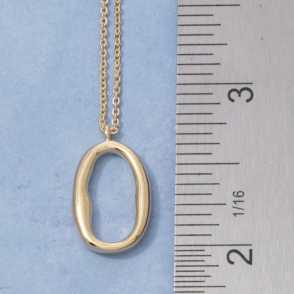 Gold Open Oval Pendant Chain Necklace