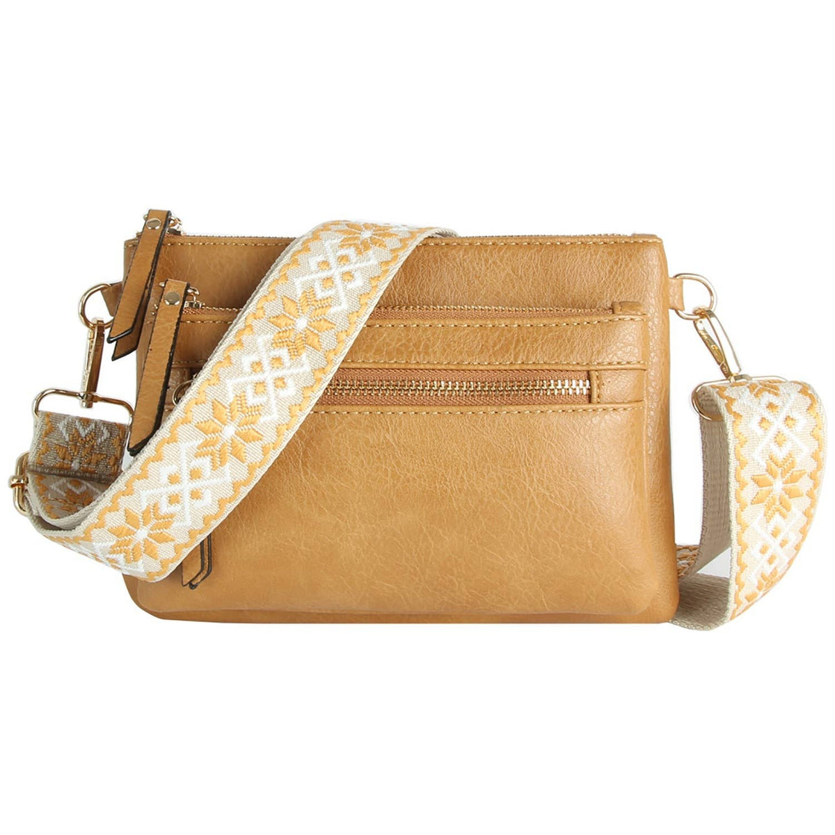 Tan Multi Pocket Crossbody Bag