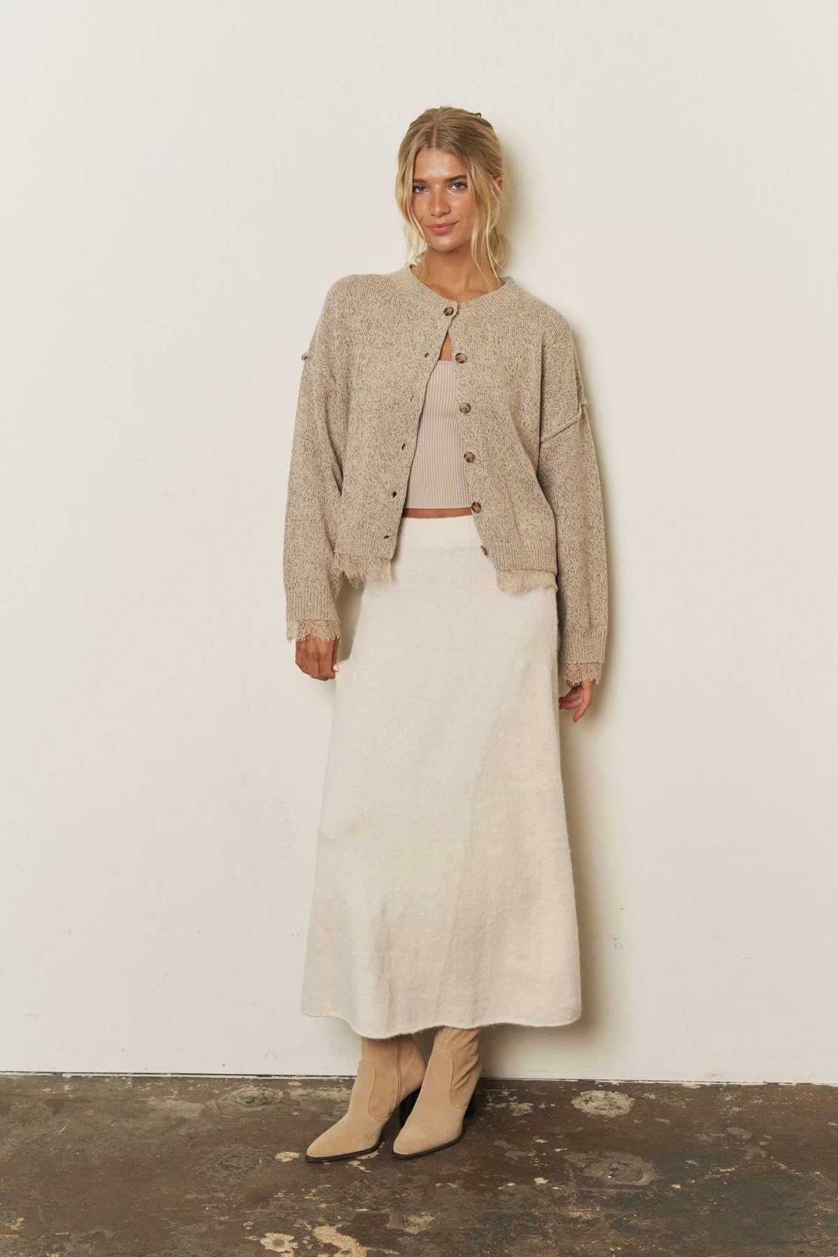 Lace Trim Button Down Cardigan