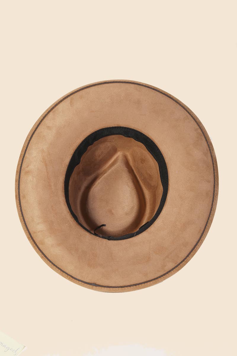 Embroidered Flower Strap Fedora Hat
