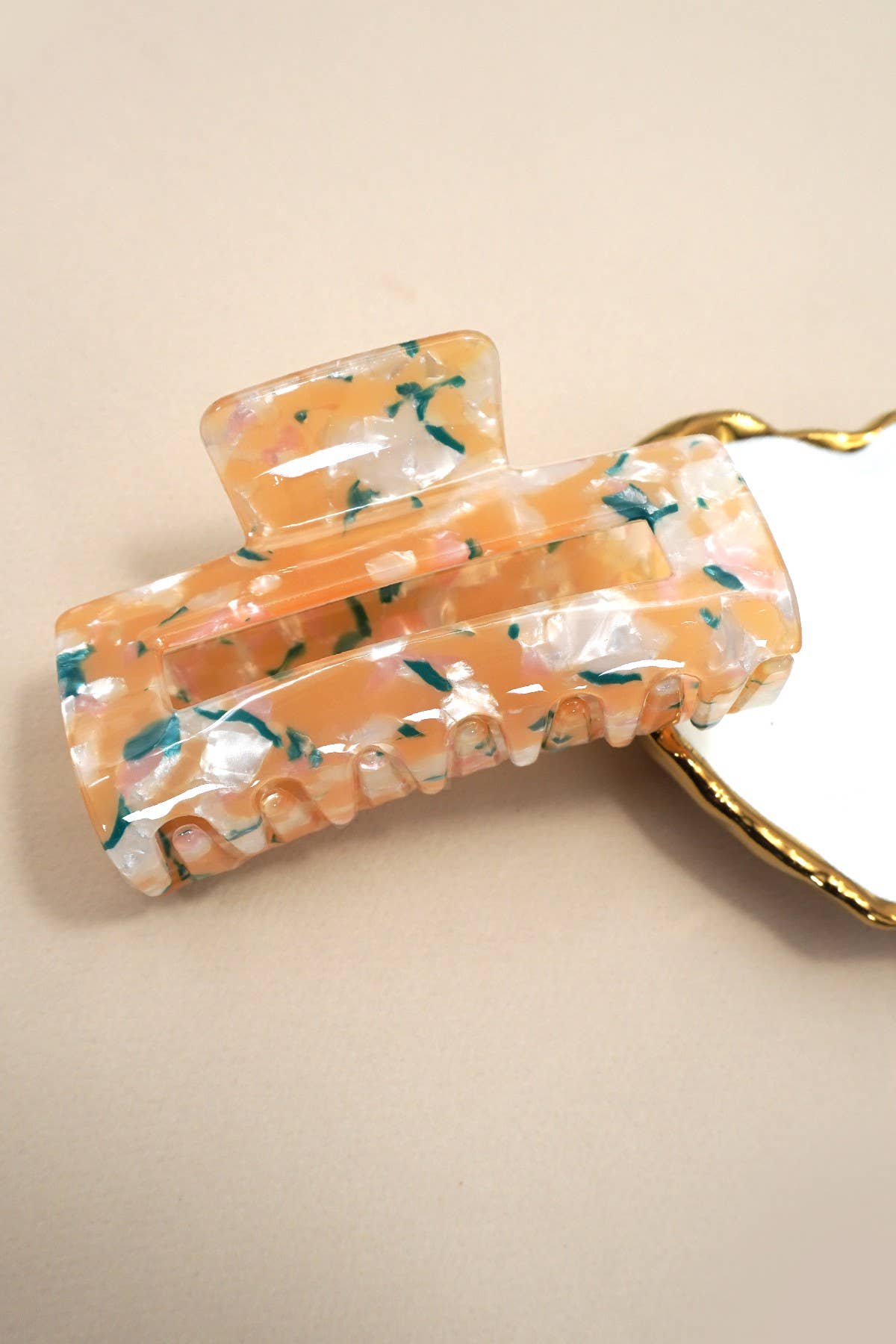 Marbled Acetate Rectangle Hair Claw Clips