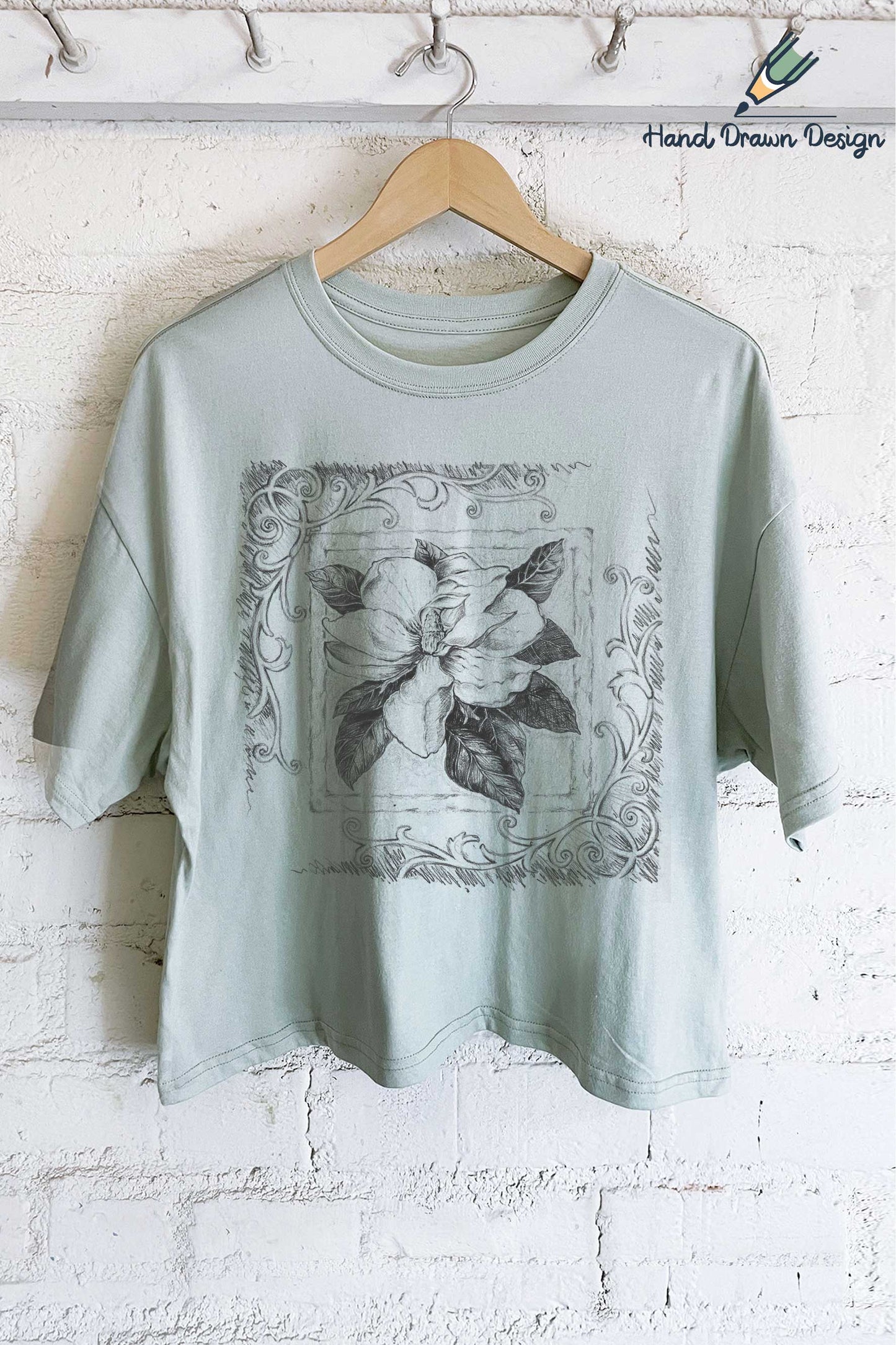 Magnolia Flower Long Crop Tee