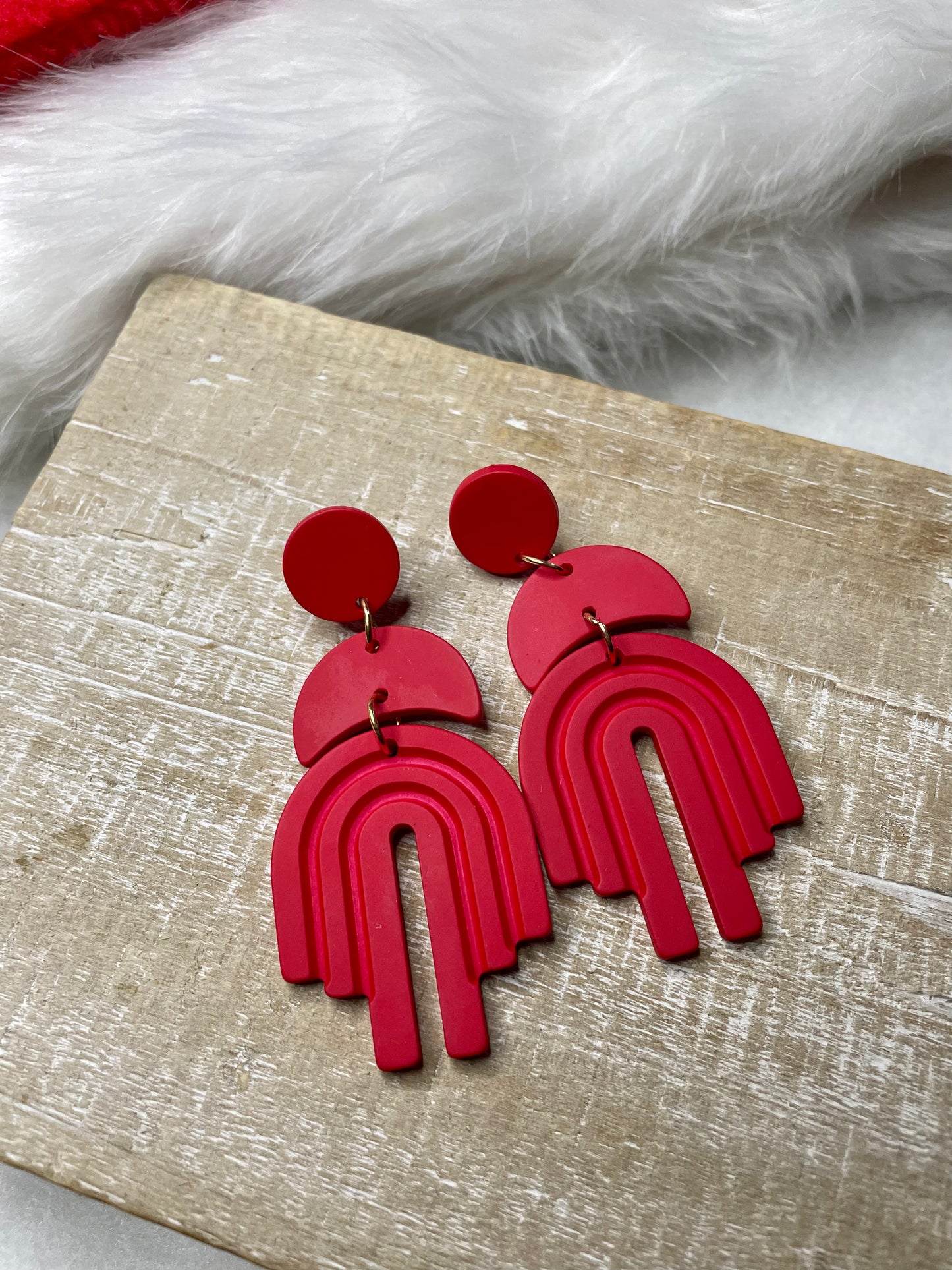 Red Retro Acrylic Dangle Earrings