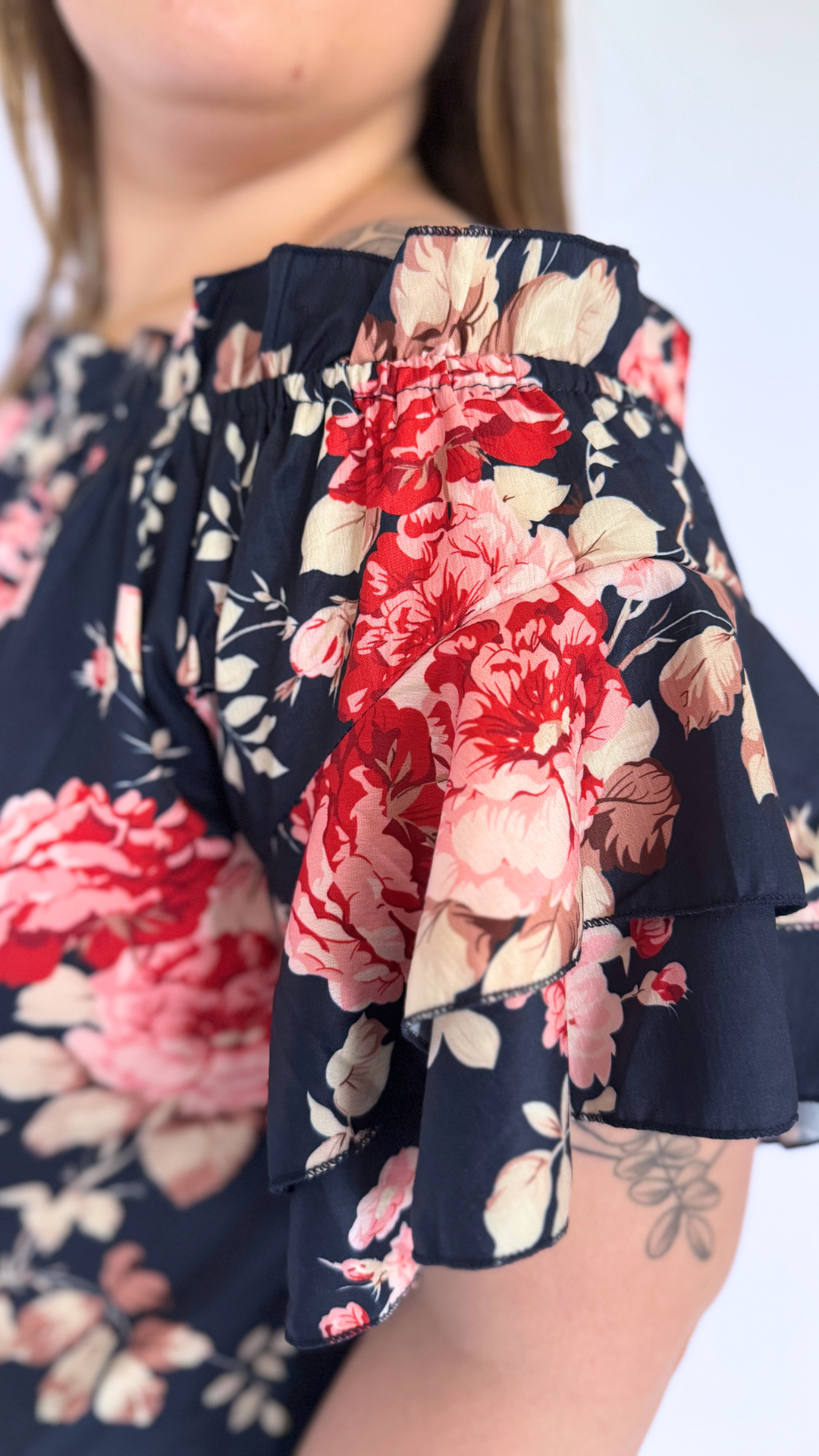 Blue Ruffle Off-Shoulder Top