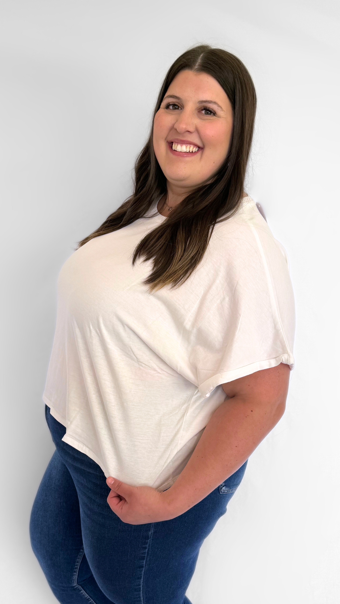 White Drop Shoulder Tee