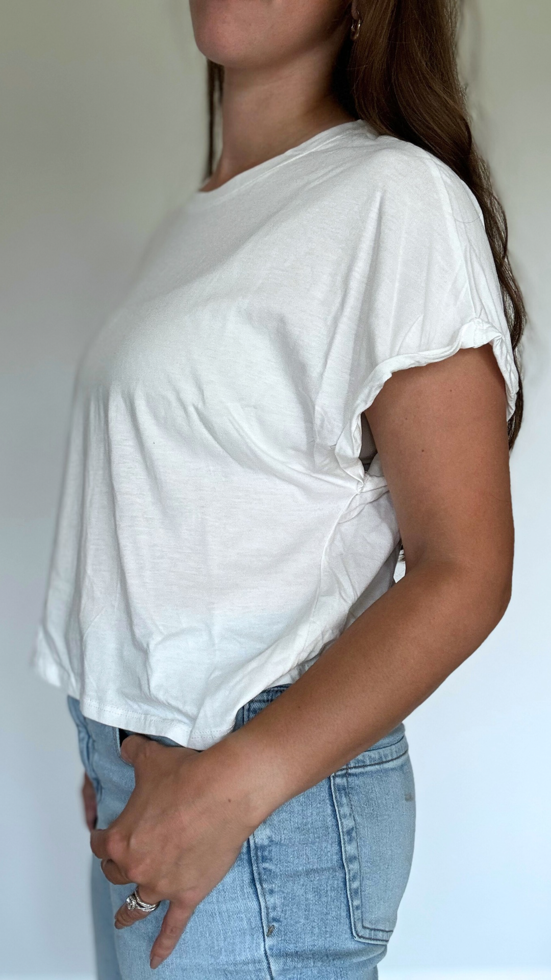 White Drop Shoulder Tee