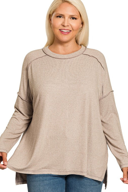 Ash Mocha Exposed Hi-Low Tee