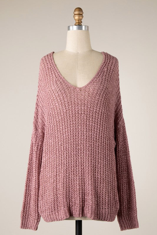Mauve V Neck Sweater
