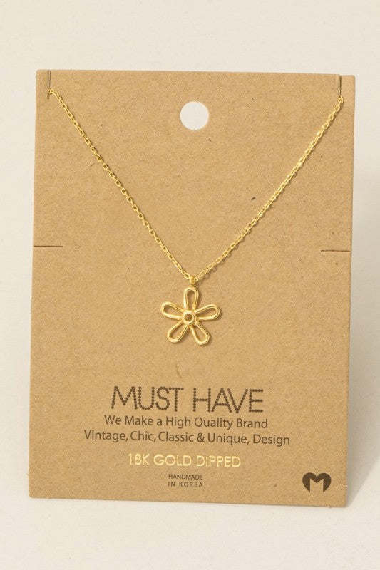 Gold Flower Pendant Necklace
