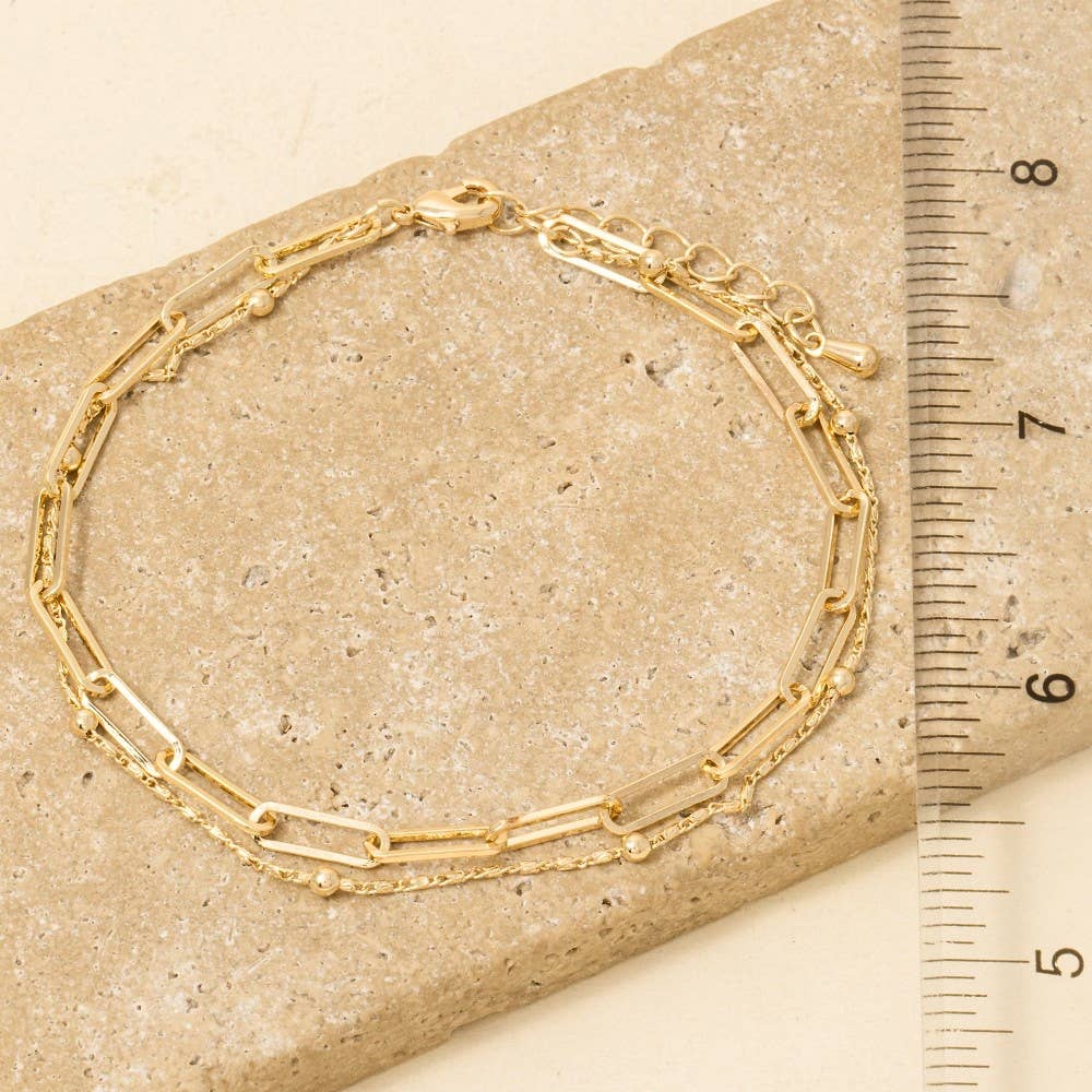 Gold Mixed Layered Dainty Chain Bracelet