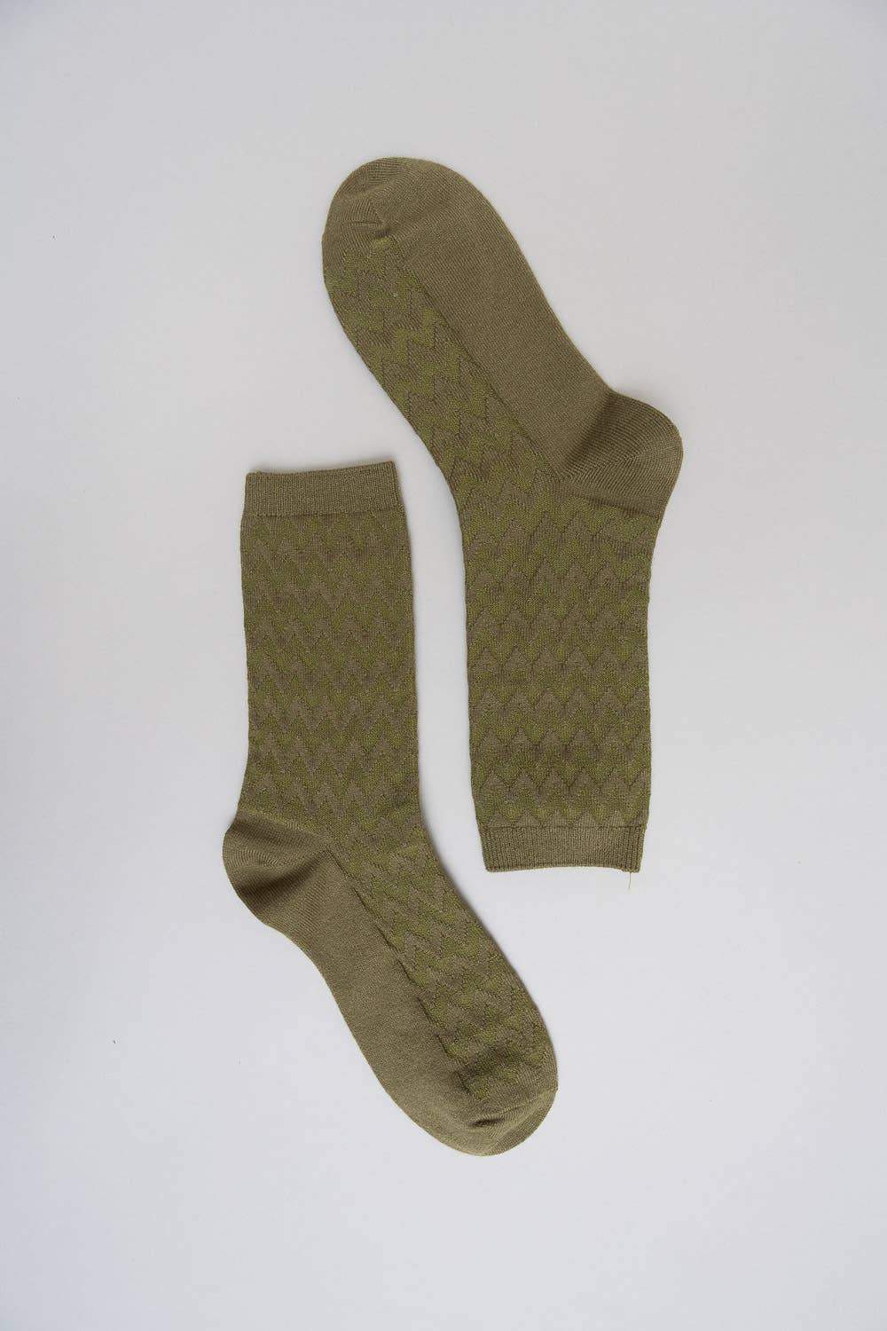 Moss Boho Chic Zig Zag Pattern Socks