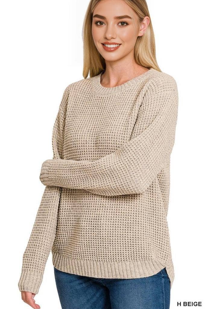 Basic Beige Waffle Sweater
