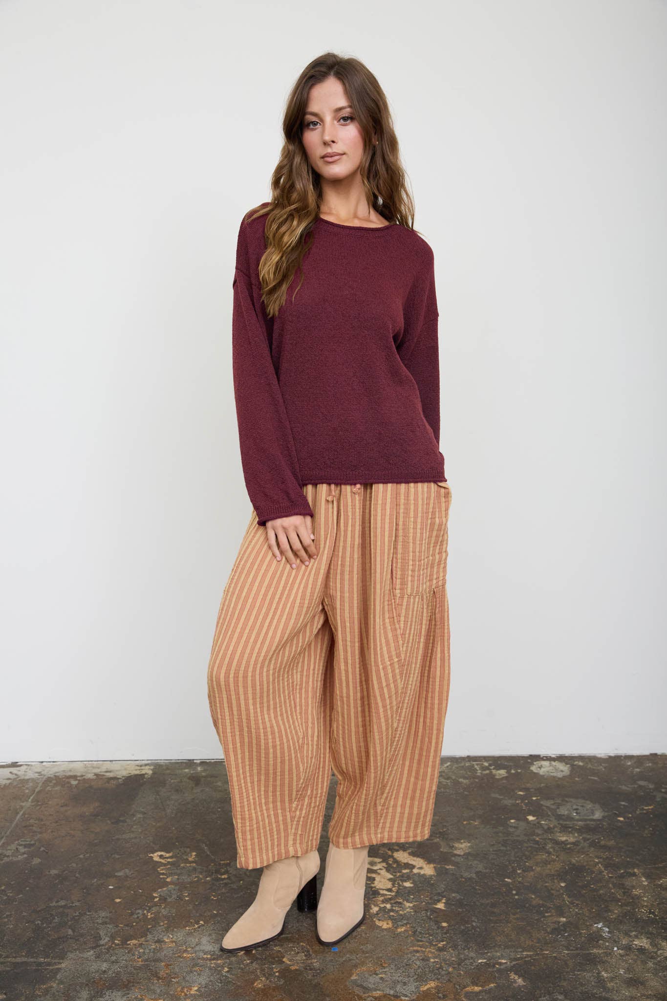 Oxblood Textured Knit Sweater