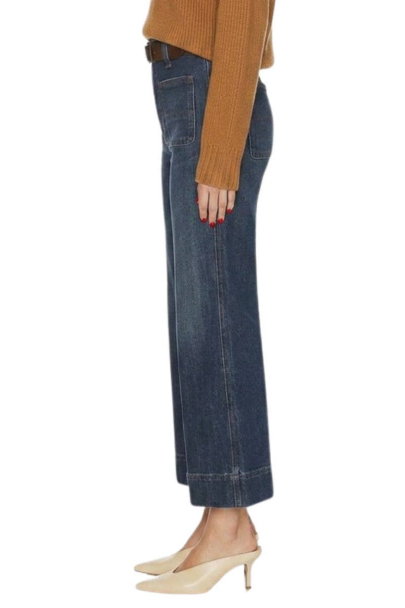 Dark Wash High Rise Slim Palazzo Jeans