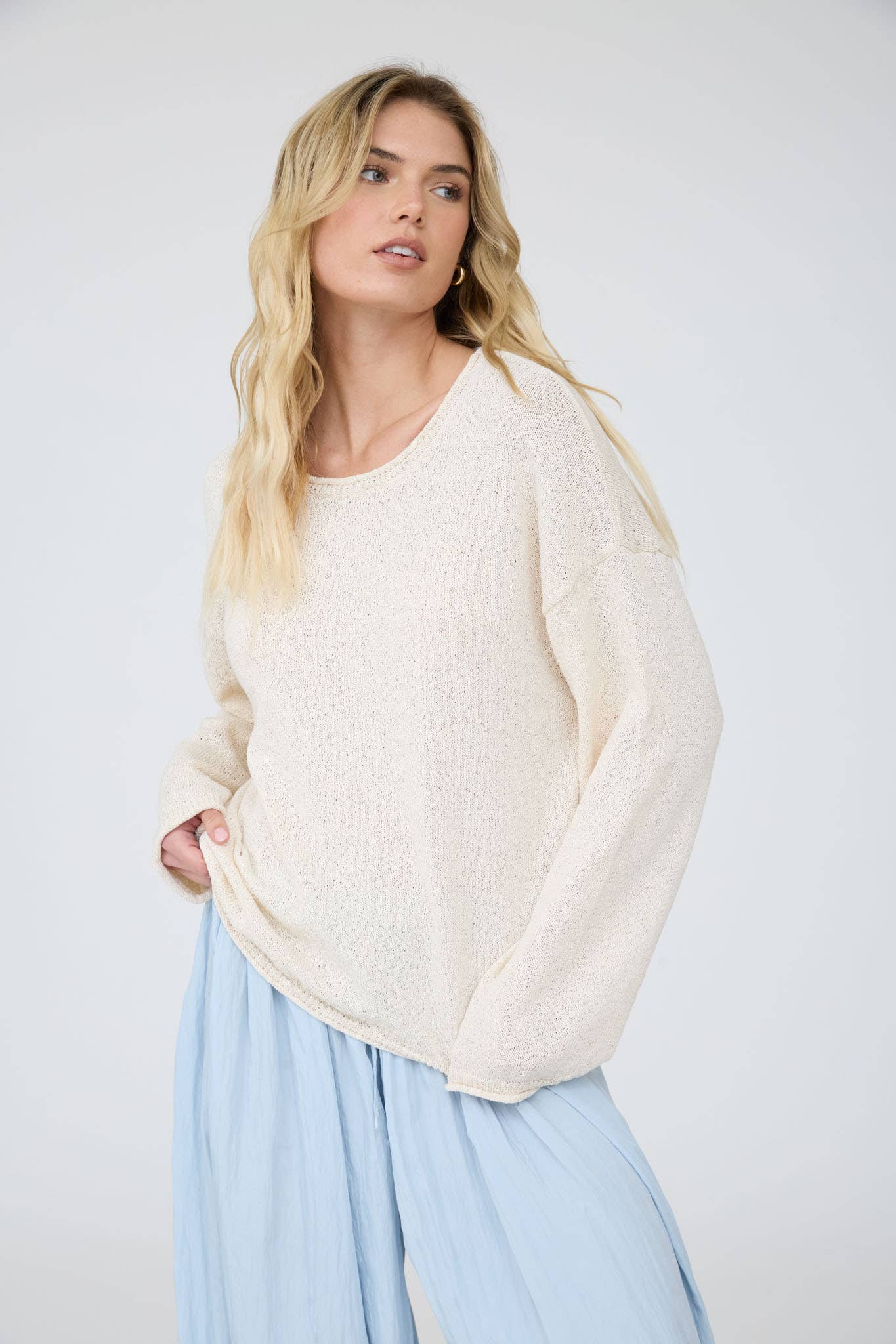 Oatmeal Textured Knit Sweater