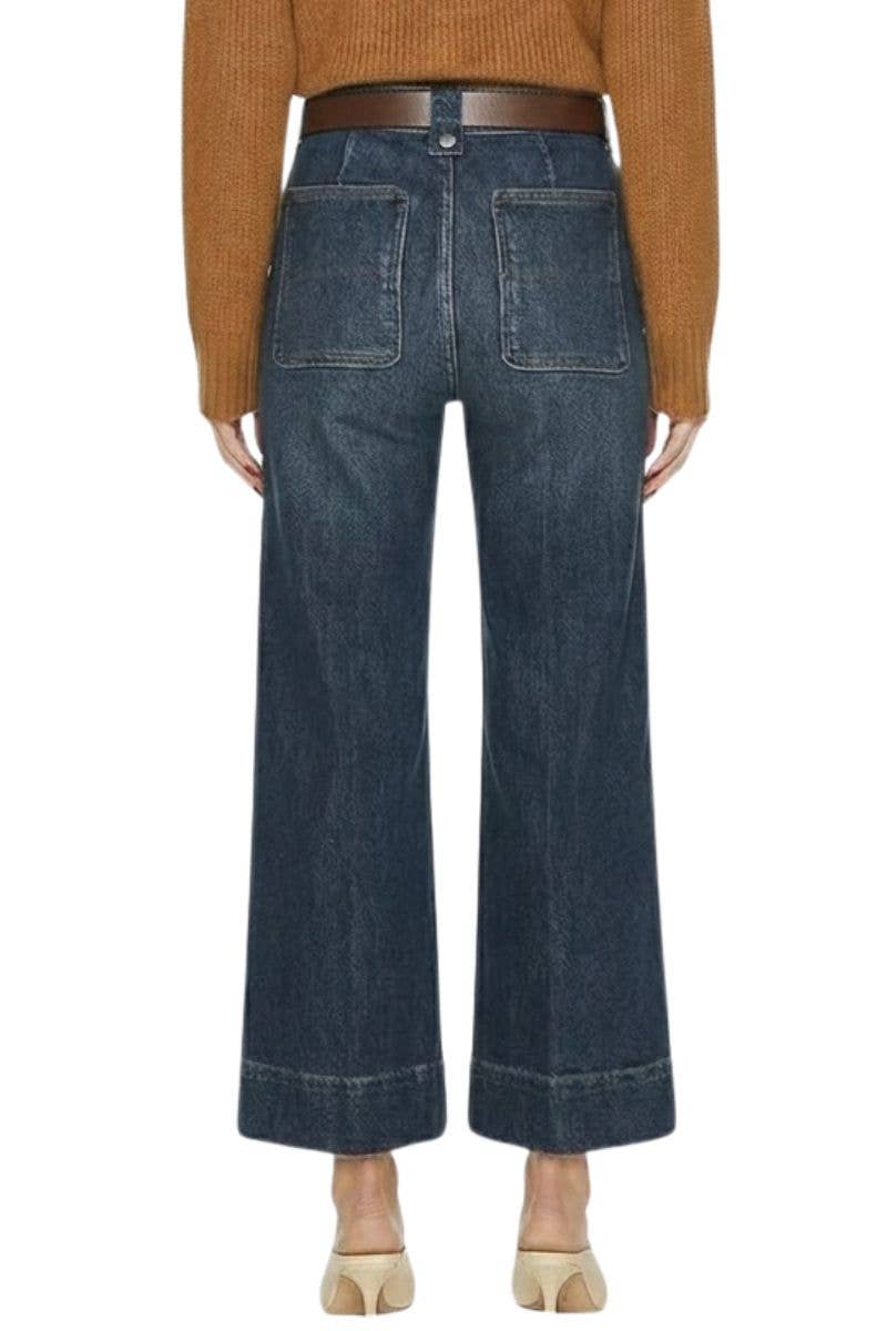 Dark Wash High Rise Slim Palazzo Jeans