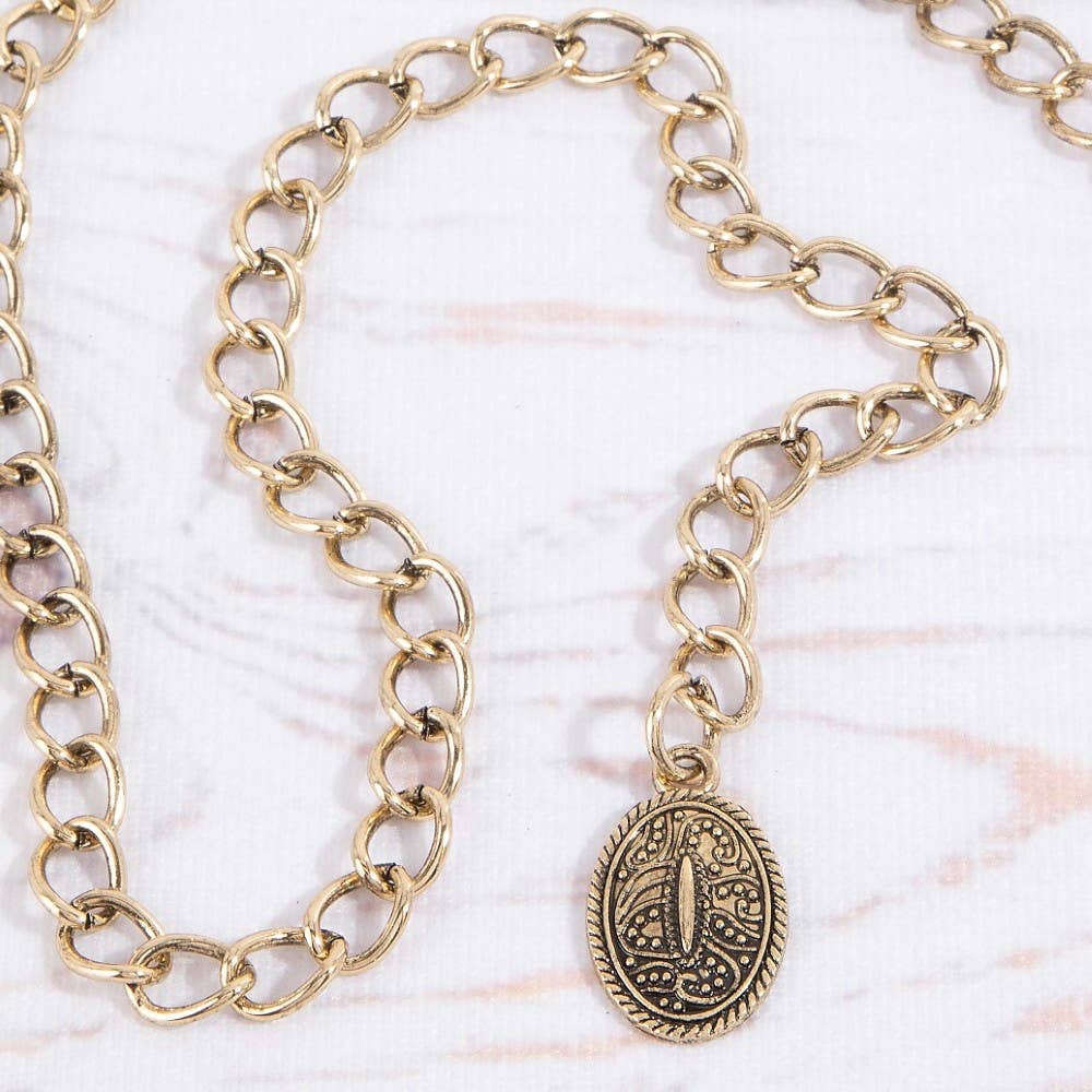 Gold Ornate Oval Western Concho Disc Chain Belt