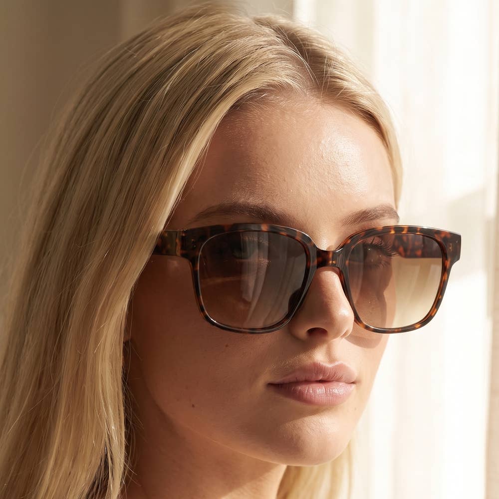 Bold Flat Top Square Frame Sunglasses