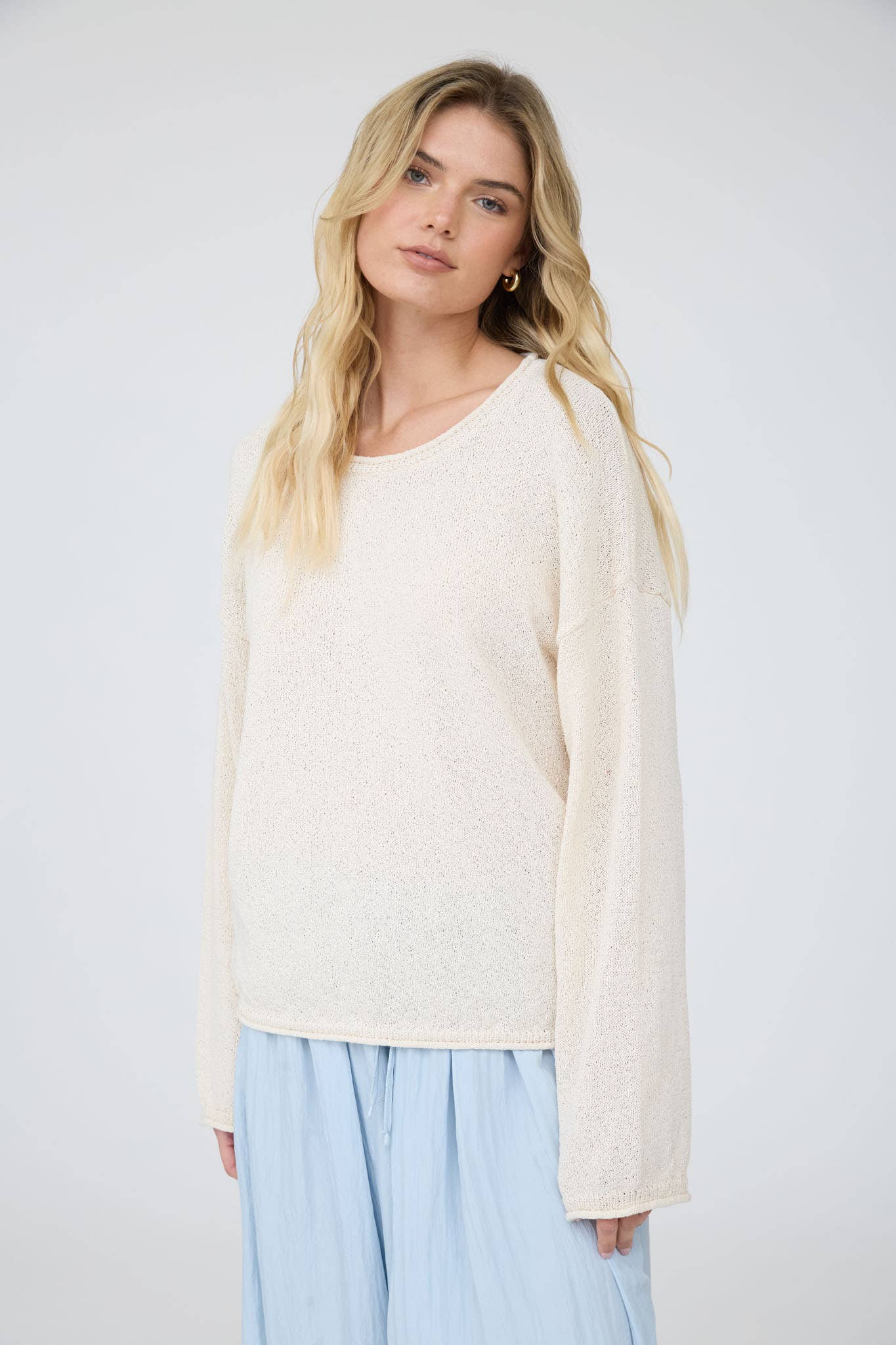 Oatmeal Textured Knit Sweater