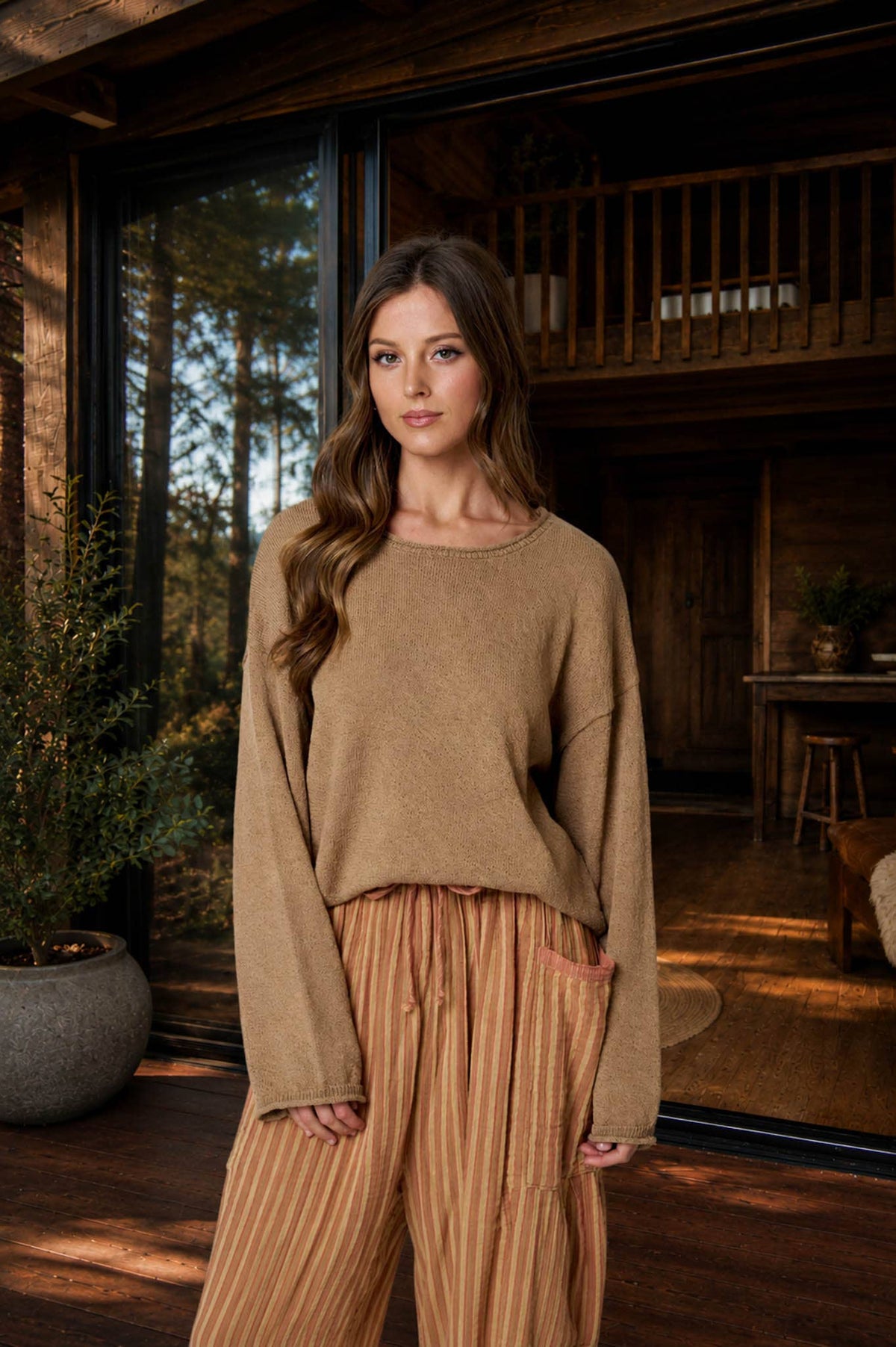 Mocha Textured Knit Swearer