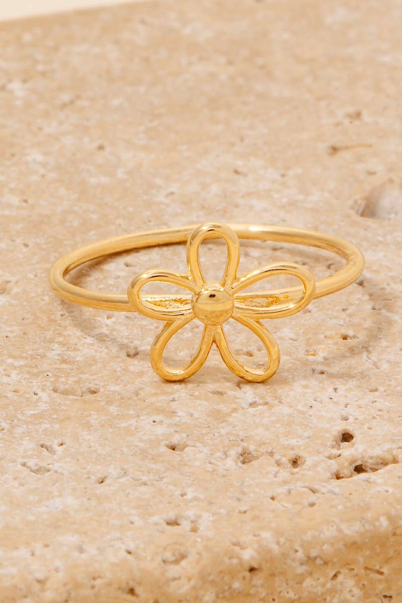 Gold Wire Flower Dainty Band Ring