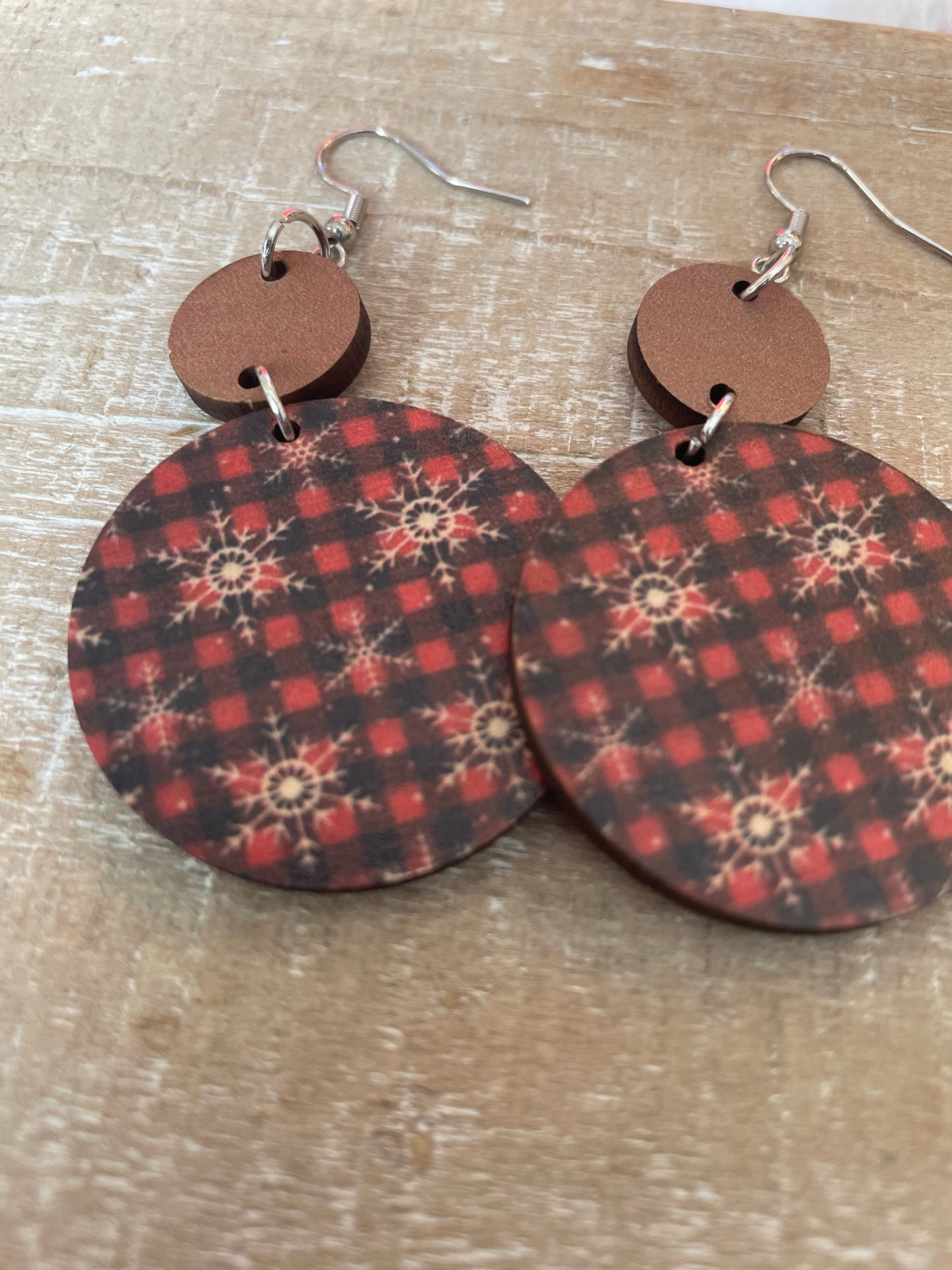 Red Snowflake Dangle Earrings