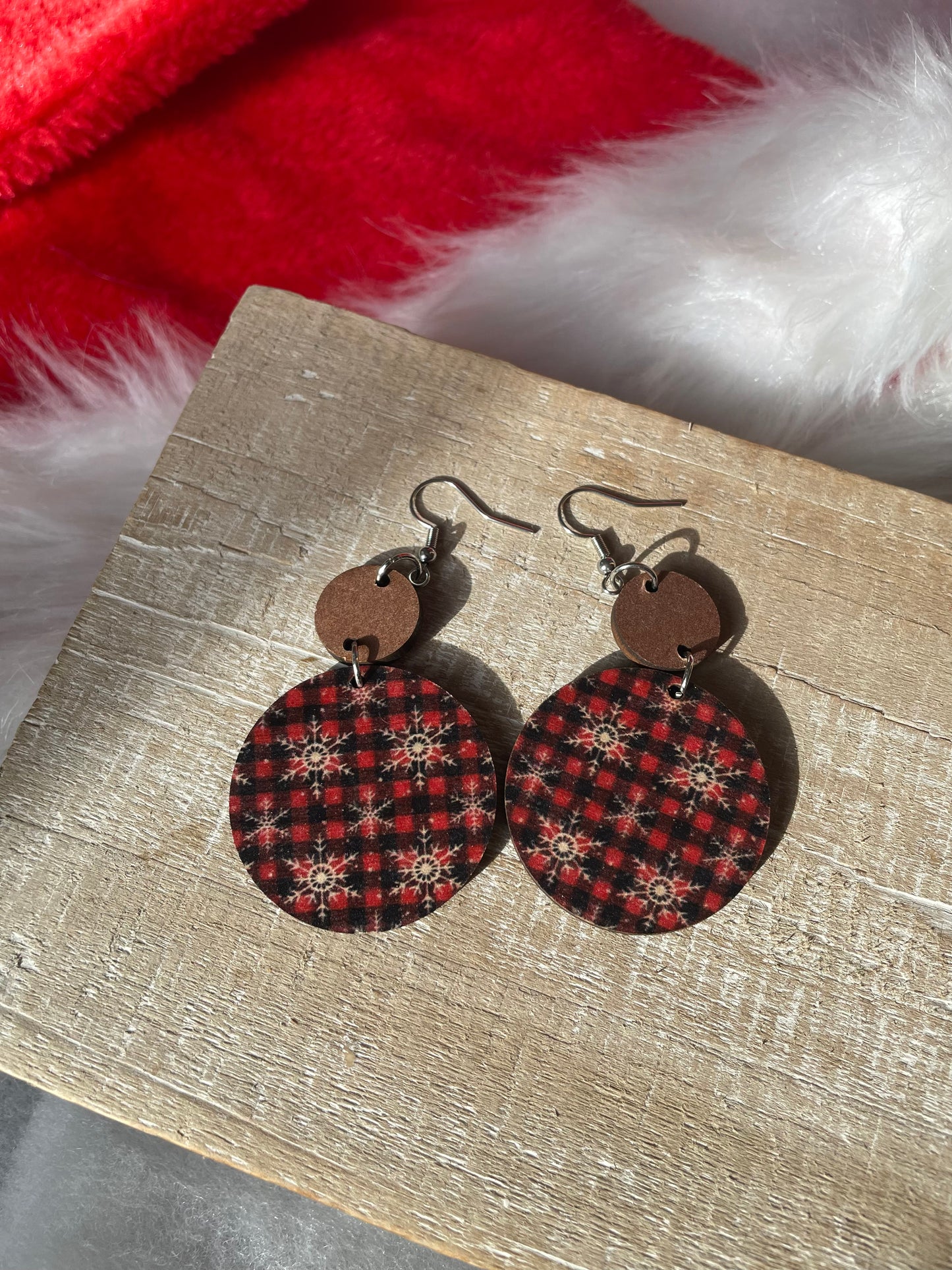 Red Snowflake Dangle Earrings