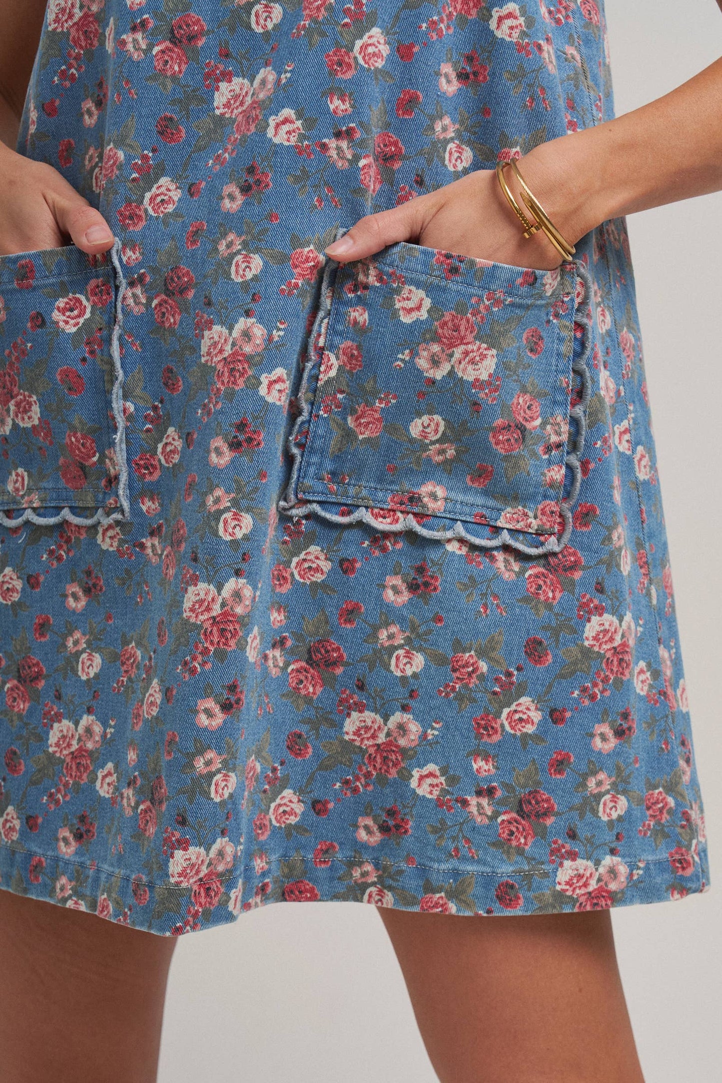 Floral Denim Mini Dress