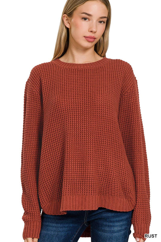 Basic Rust Waffle Sweater