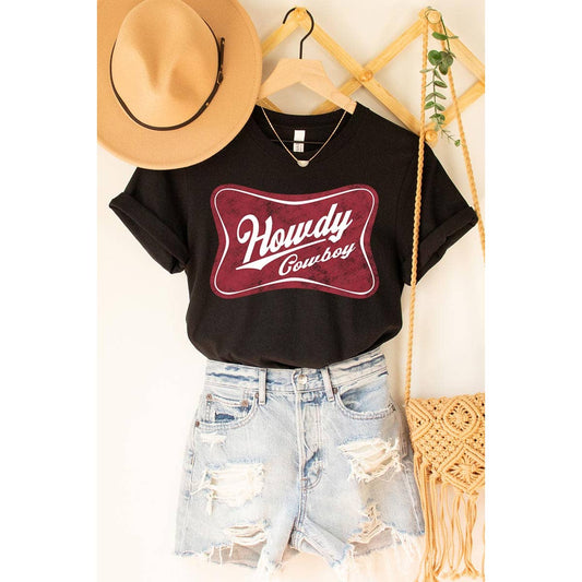 Black Howdy Cowboy Graphic Tee