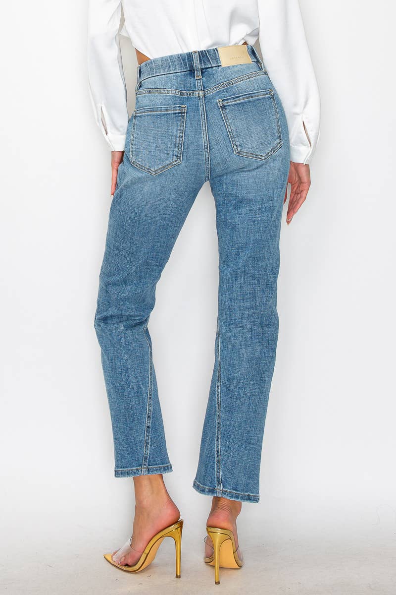 Medium Wash High Rise Straight Jeans