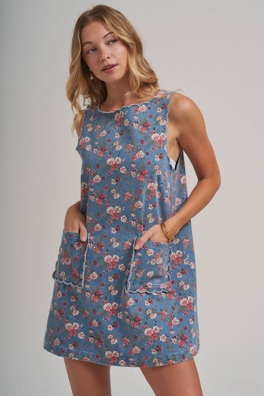 Floral Denim Mini Dress