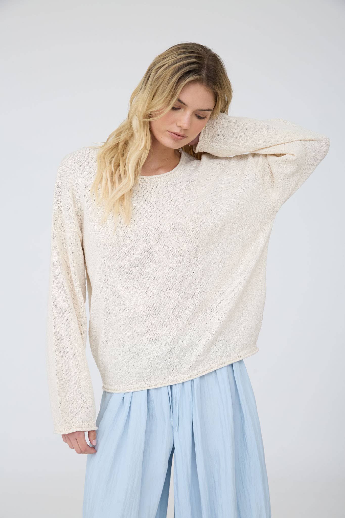 Oatmeal Textured Knit Sweater