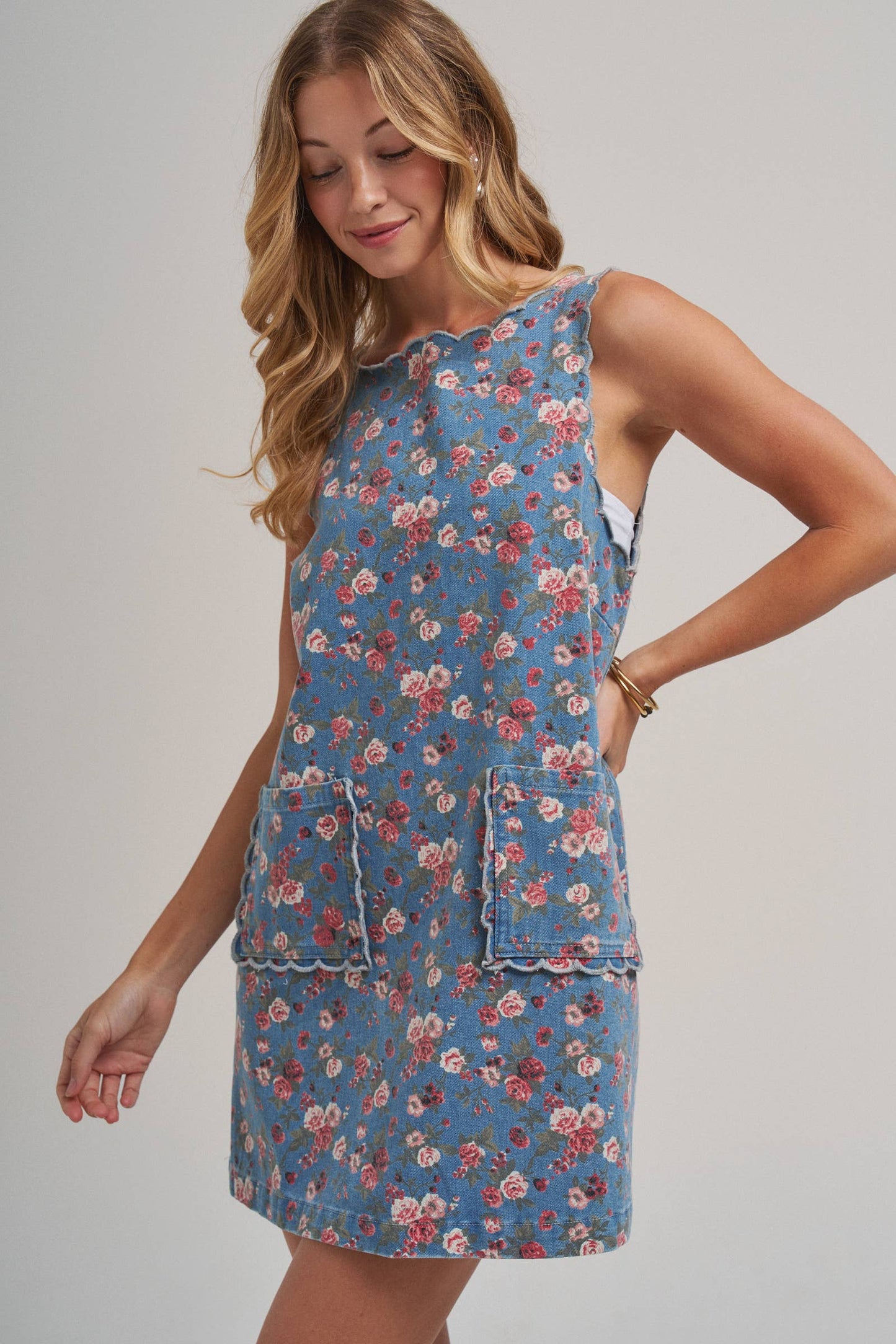 Floral Denim Mini Dress