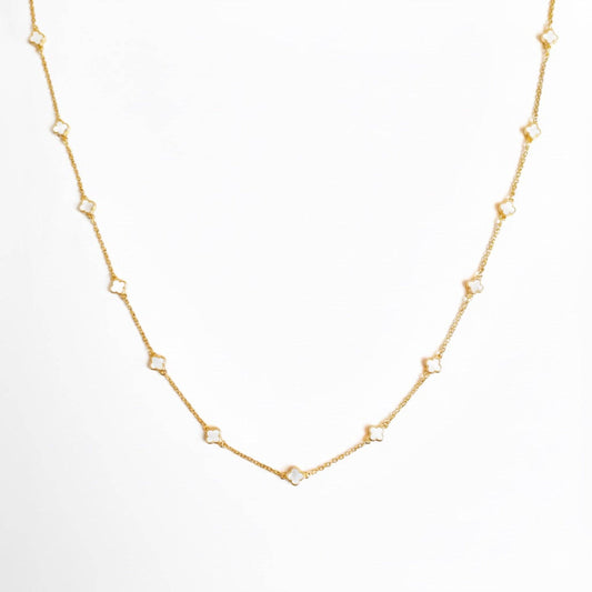 White Petite Colored Clover Necklace