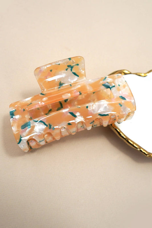 Marbled Acetate Rectangle Hair Claw Clips