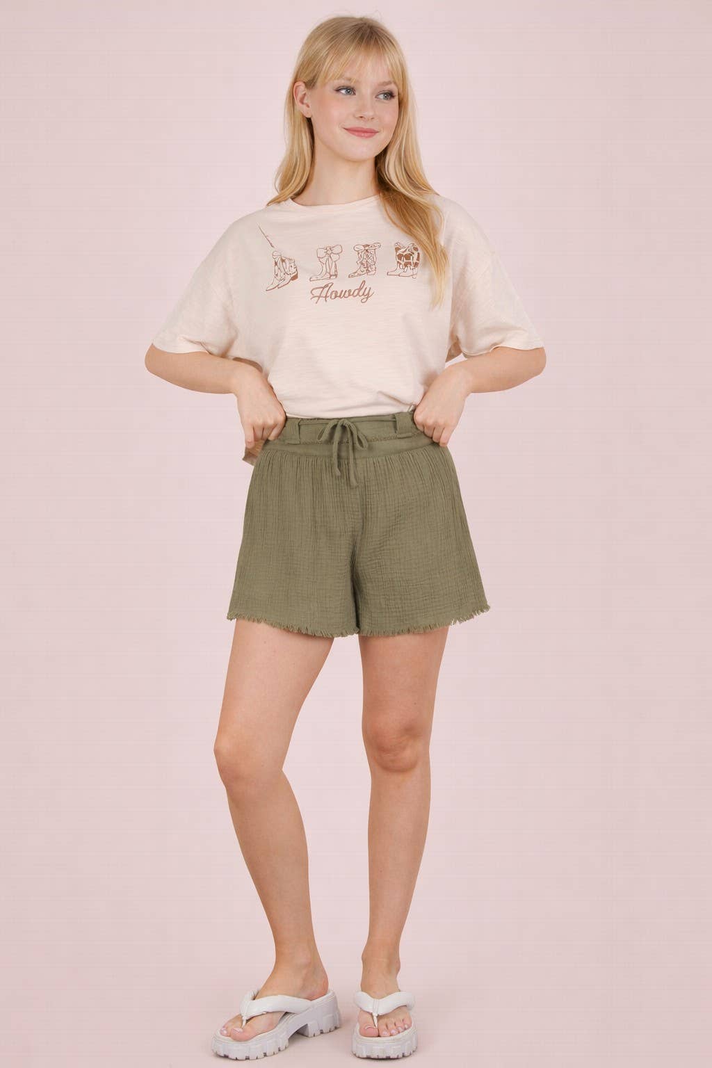 Olive Cotton Shorts