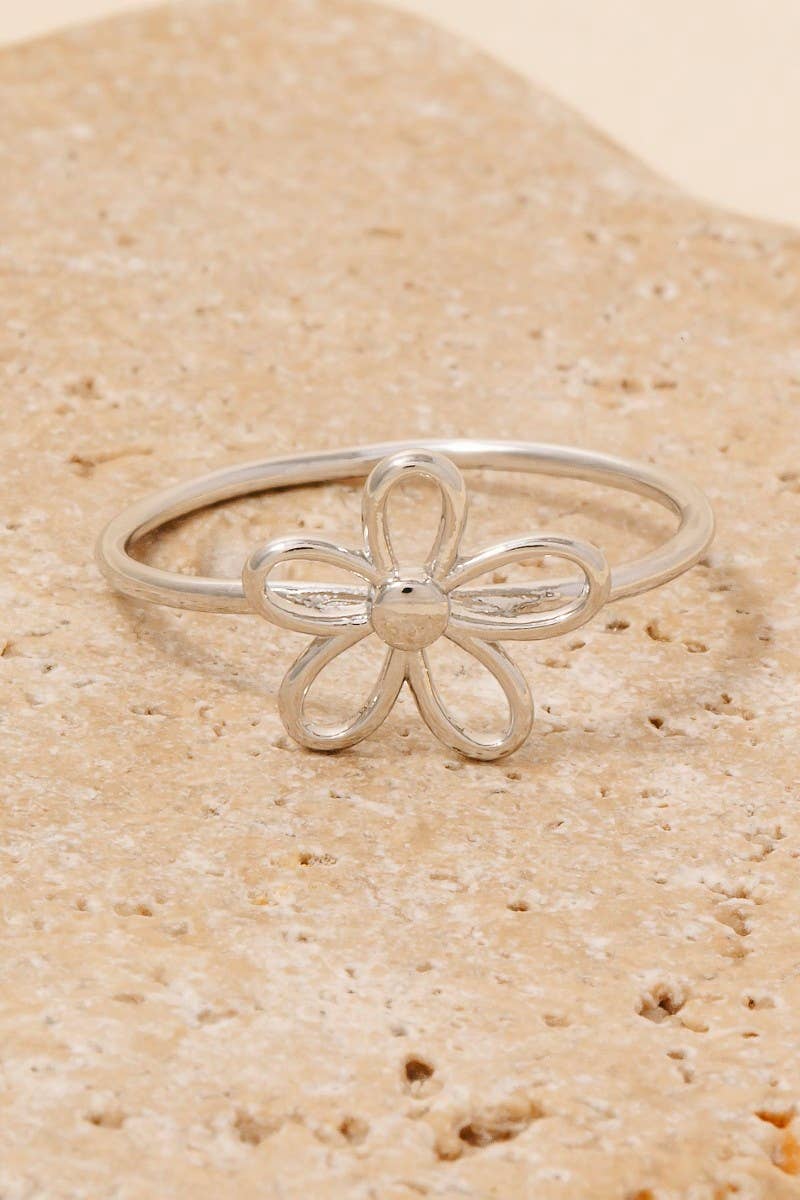 Silver Wire Flower Dainty Band Ring