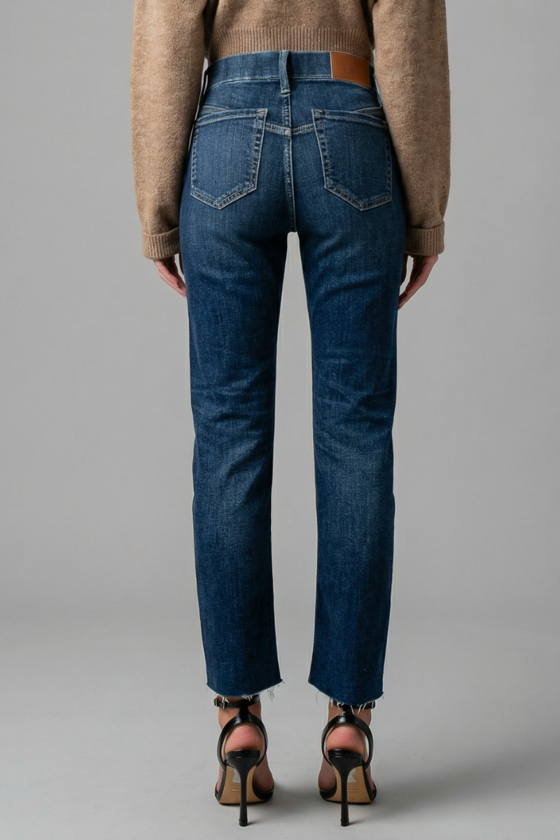 High Rise Straight Dark Jeans