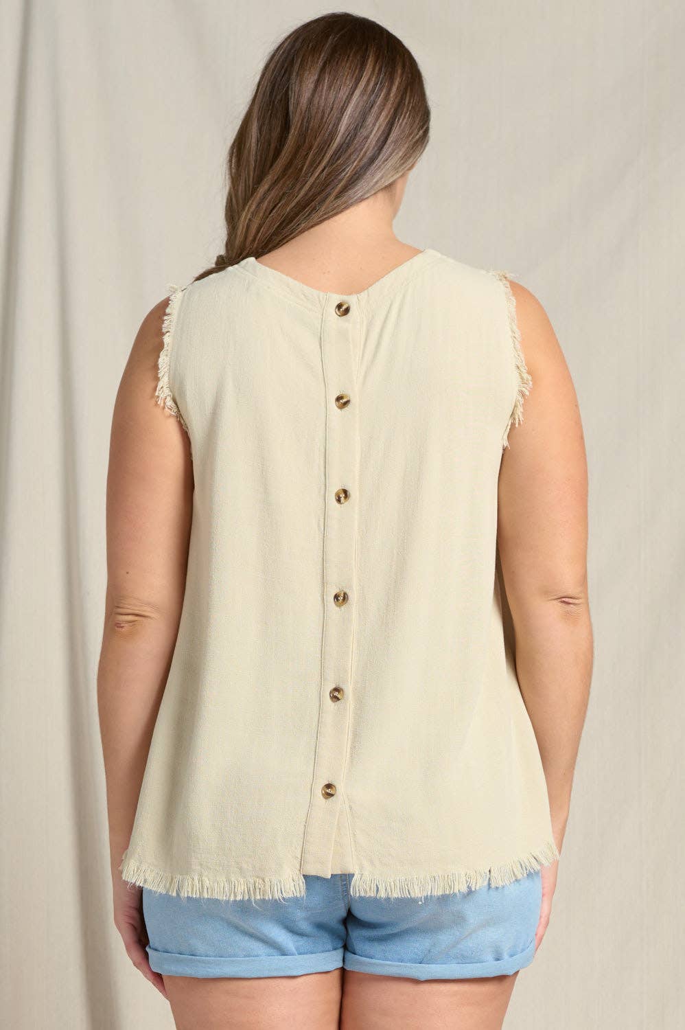 Natural Sleeveless Washed Top