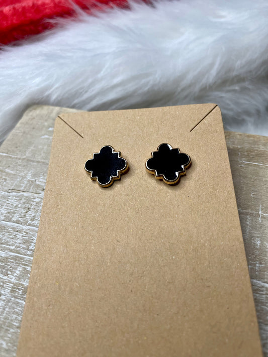 Clover Black Stud Earring