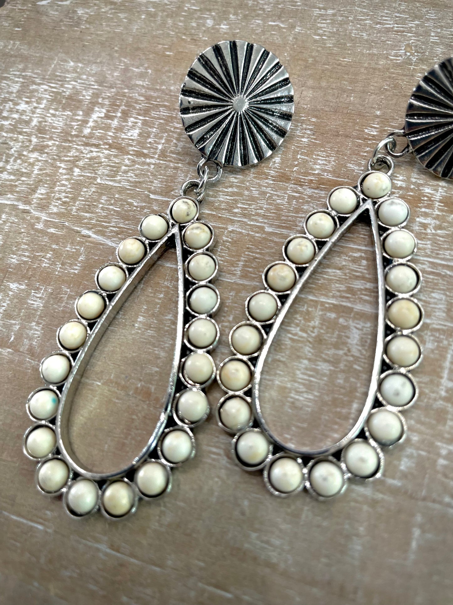 White Decor Dangle Earrings