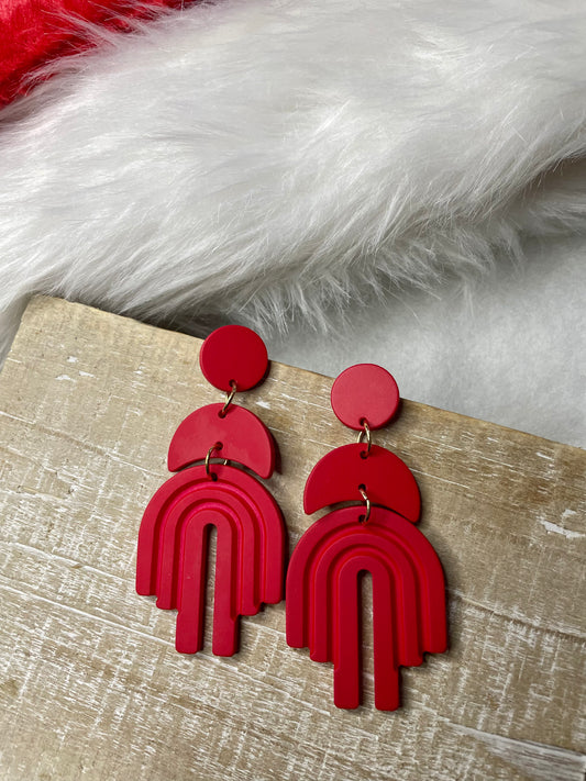 Red Retro Acrylic Dangle Earrings