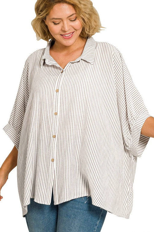 Boxy Stripe Button Down