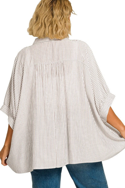 Boxy Stripe Button Down