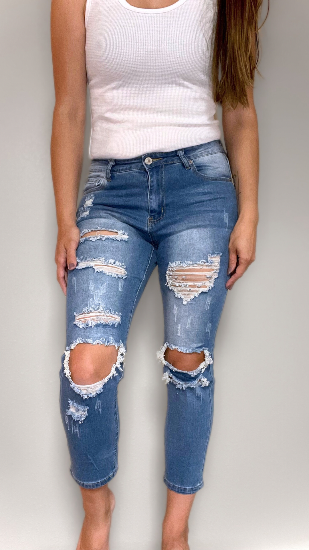 Distressed Crop Jeans