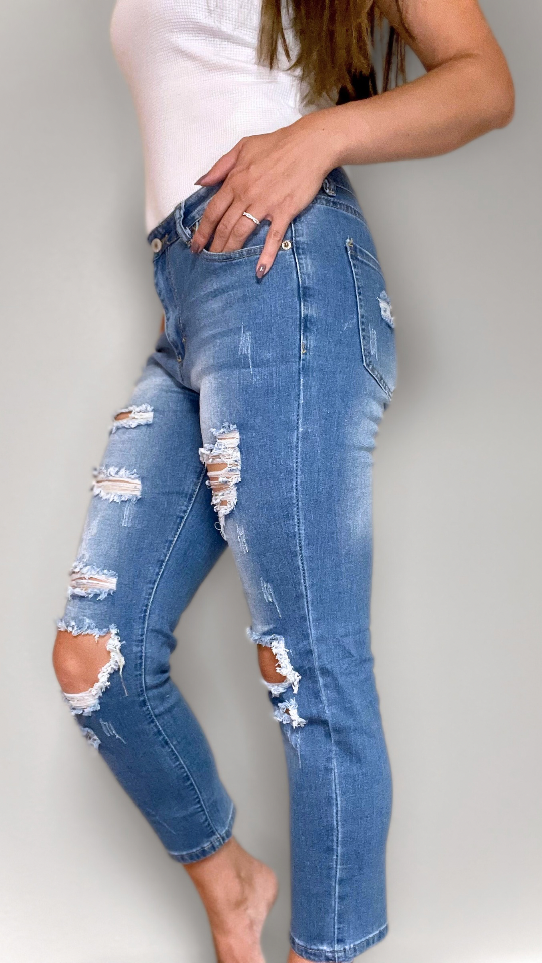 Distressed Crop Jeans