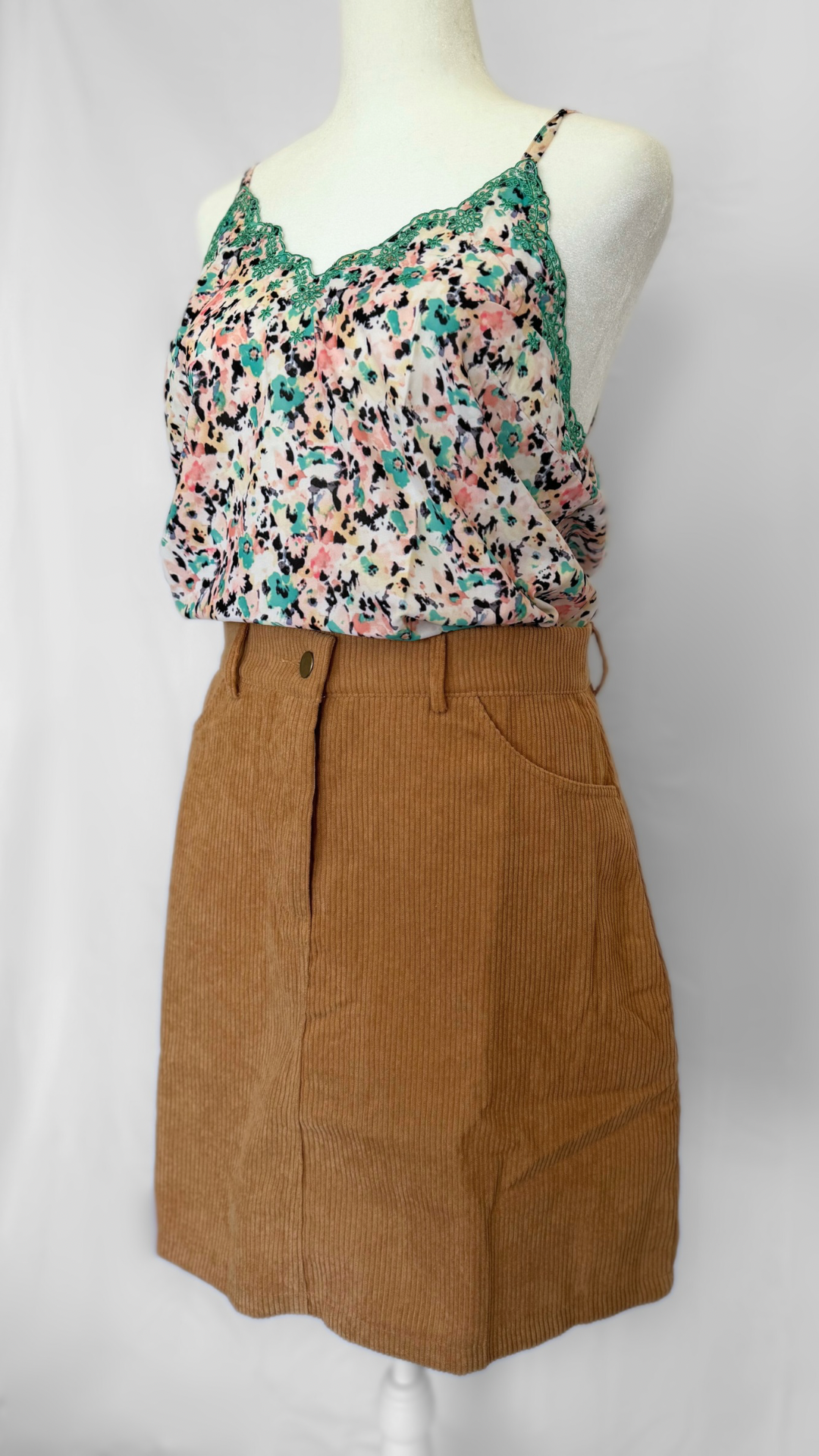 Khaki High Waist Skirt